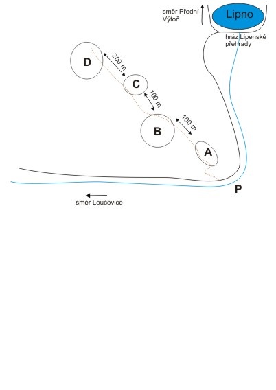 mapa pod přehradou